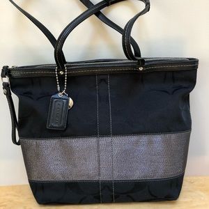 Authentic Black Coach Handbag with Silver Detail